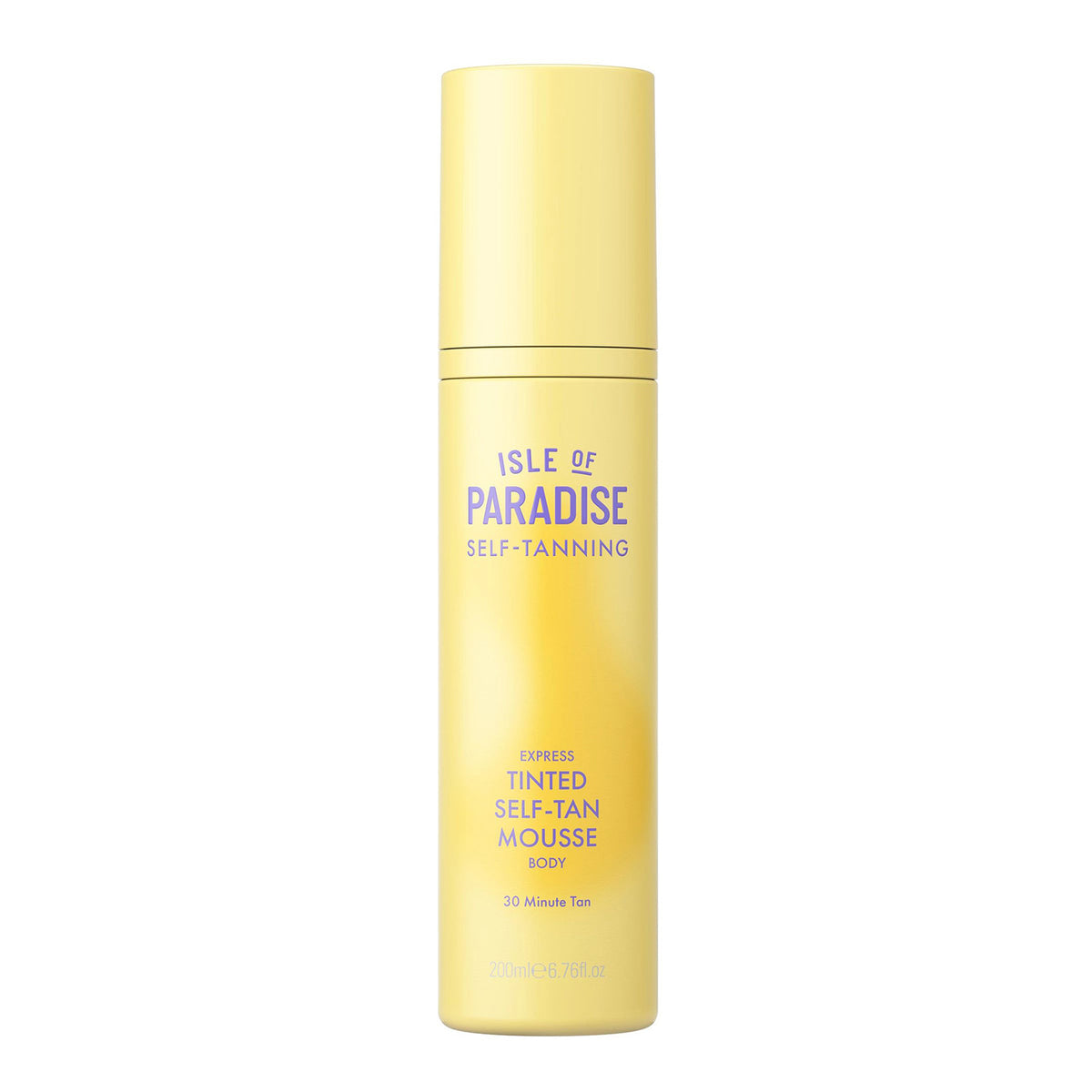 Express Self-Tanning Mousse IOP self-tanning cosmetic mousse in pale gold bottle with 30 minute development