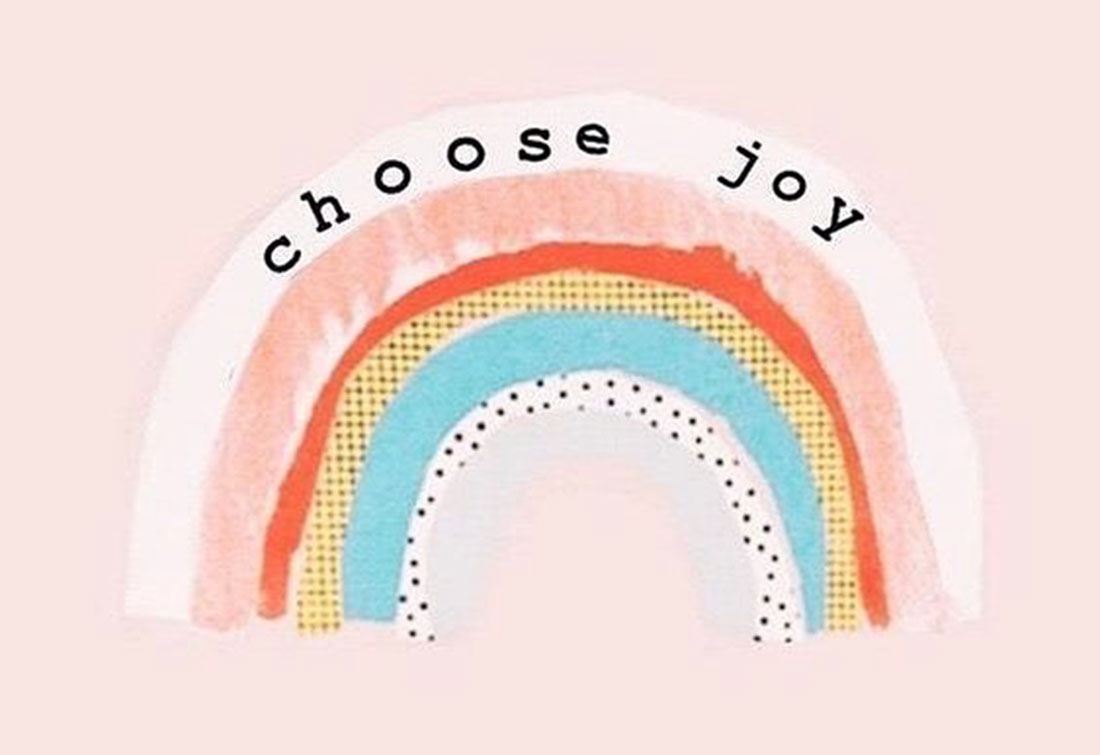 Rainbow illustration with choose joy words